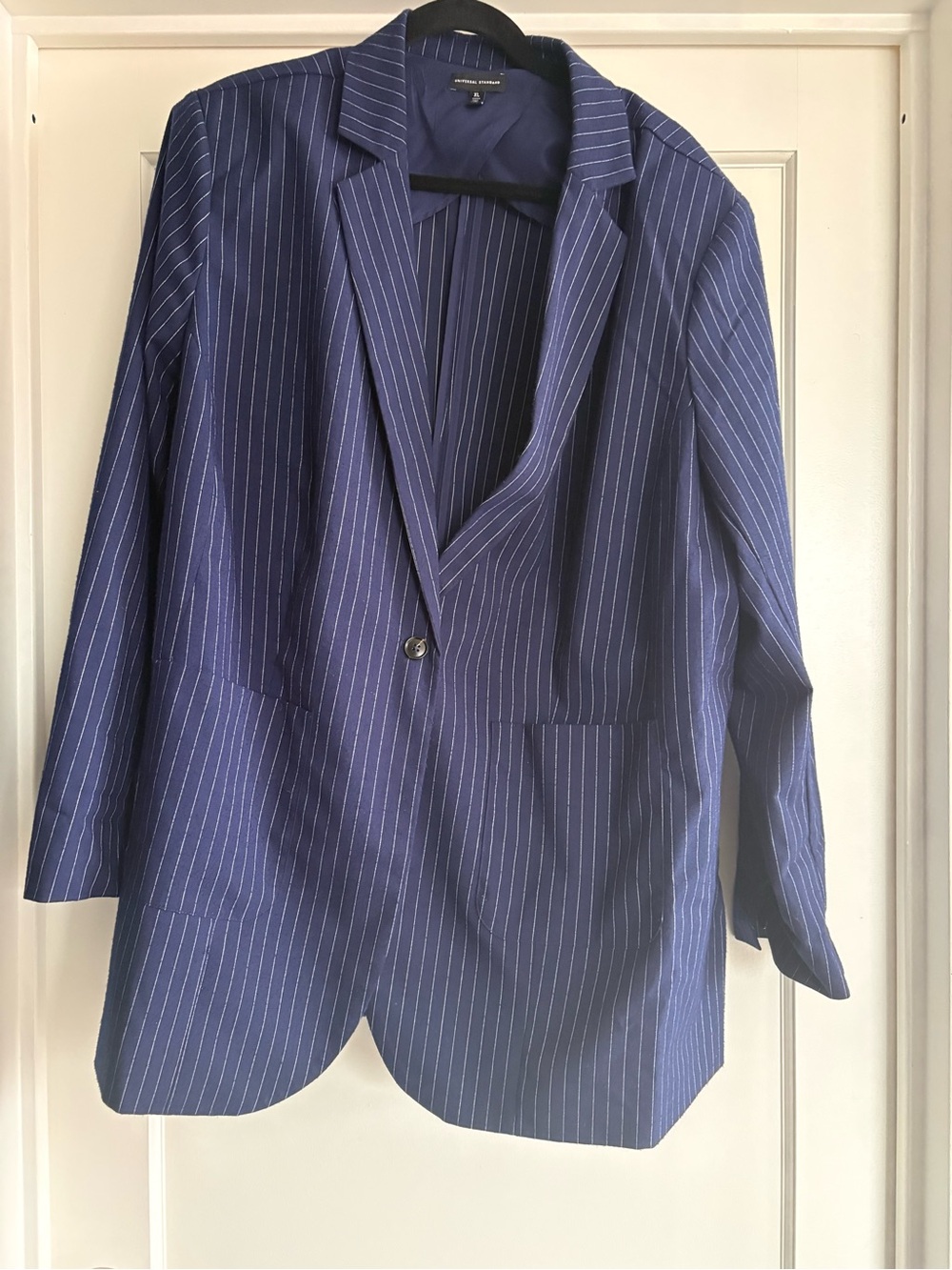 Universal Standard Navy Pinstripe Blazer